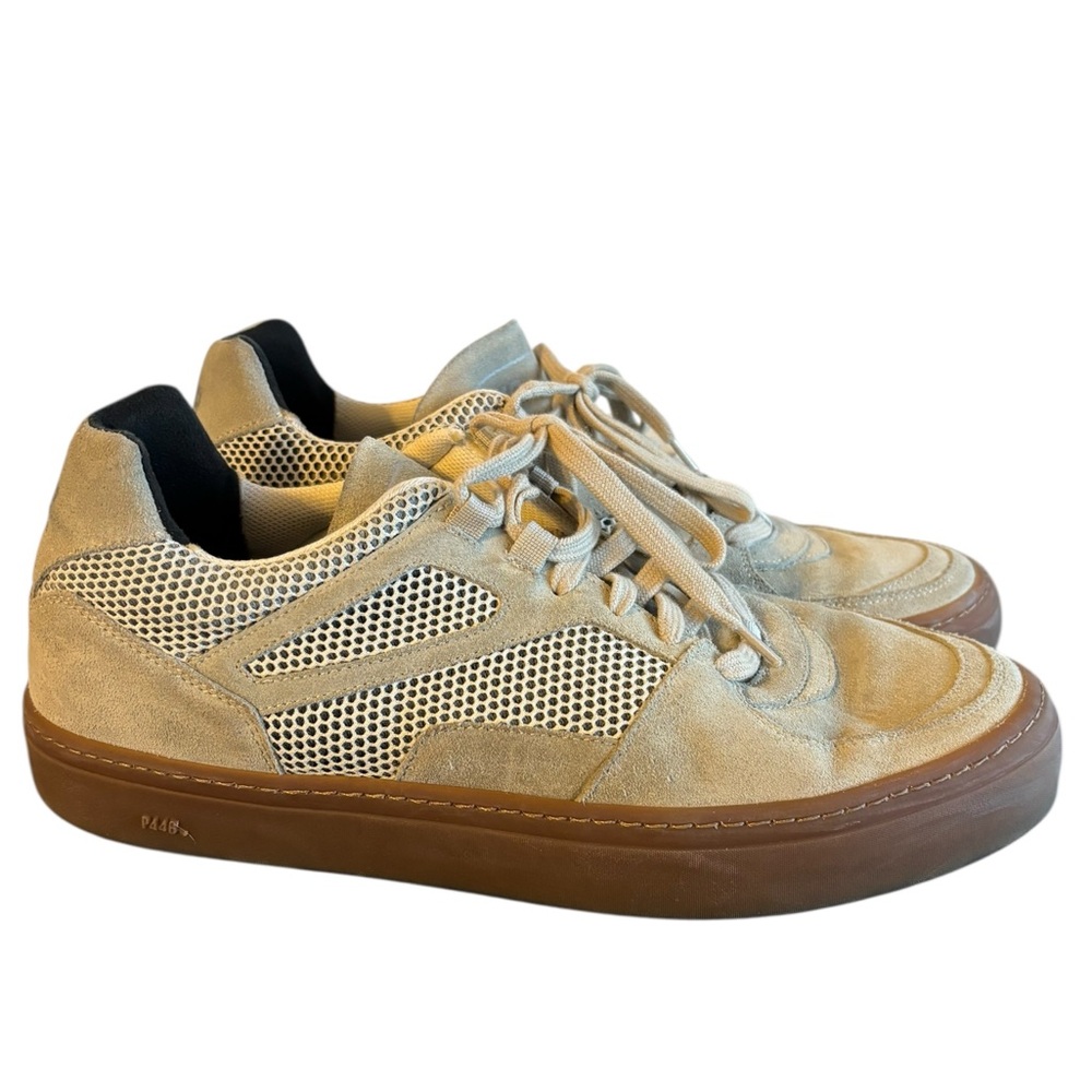 P448‎ Men's Sneakers Beige Suede Mesh Lace-Up Size 45 EU